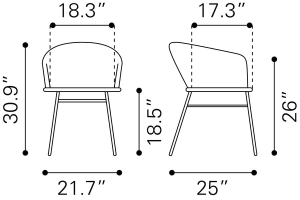 Zuo Modern Zaragoza Steel, Polyethylene Modern Commercial Grade Dining Chair Set - Set of 2 Natural, Black Steel, Polyethylene