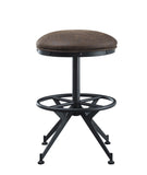Zangief Industrial Counter Height Stool Rustic Brown Fabric & Black Finish 73992-ACME
