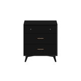 Alpine Furniture Flynn Mid Century Modern 3 Drawer Small Chest, Black 966BLK-04 Black Mahogany Solids & Okoume Veneer 32 x 18 x 36