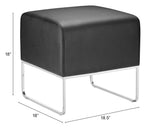 Zuo Modern Plush 100% Polyurethane, Plywood, Steel Modern Commercial Grade Ottoman Black, Chrome 100% Polyurethane, Plywood, Steel