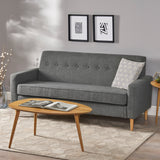 Sawyer Mid Century Modern Grey Fabric 3 Seater Sofa Noble House