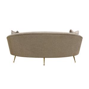 Pasargad Luna Collection Textured Fabric Curved Sofa, Mocha SOFA-DS0440M-PASARGAD