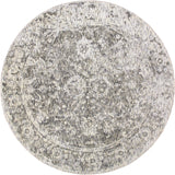 Reagan Distressed Ornamental Wool Rug, Ivory/Gray, 8ft x 8ft Round