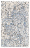 Reagan Distressed Ornamental Wool Rug, Parisian Blue/Ivory, 9ft-6in x 13ft-6in