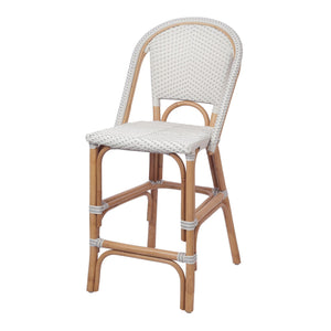 Avignon Paris Rattan Bistro Counter Stool White/Gray