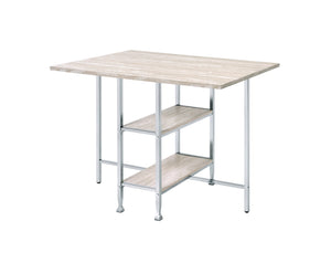Raine Contemporary Counter High Table Antique White & Chrome Finish 74005-ACME