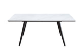 Caspian Contemporary Dining Table White Printed Faux Marble & Black Finish 74010-ACME