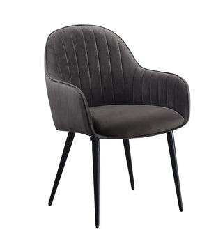 Caspian Contemporary Side Chair Dark Gray Fabric & Black Finish 74011-ACME