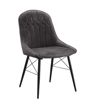 Abraham Contemporary Side Chair Gray Fabric & Black Finish 74016-ACME