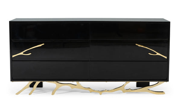 VIG Furniture Modrest Legend Modern Black & Gold Dresser VGVCJ8111-D-BLK
