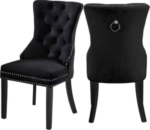 Nikki Velvet / Engineered Wood / Metal / Foam Contemporary Black Velvet Dining Chair - 23" W x 23" D x 40" H