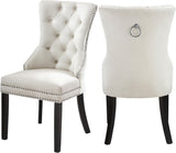 Nikki Velvet / Engineered Wood / Metal / Foam Contemporary Cream Velvet Dining Chair - 23" W x 23" D x 40" H