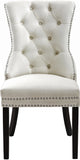 Nikki Velvet / Engineered Wood / Metal / Foam Contemporary Cream Velvet Dining Chair - 23" W x 23" D x 40" H