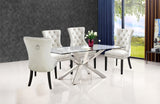 Nikki Velvet / Engineered Wood / Metal / Foam Contemporary Cream Velvet Dining Chair - 23" W x 23" D x 40" H