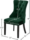 Nikki Velvet / Engineered Wood / Metal / Foam Contemporary Green Velvet Dining Chair - 23" W x 23" D x 40" H