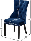 Nikki Velvet / Engineered Wood / Metal / Foam Contemporary Navy Velvet Dining Chair - 23" W x 23" D x 40" H