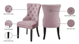 Nikki Velvet / Engineered Wood / Metal / Foam Contemporary Pink Velvet Dining Chair - 23" W x 23" D x 40" H