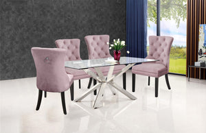 Nikki Velvet / Engineered Wood / Metal / Foam Contemporary Pink Velvet Dining Chair - 23" W x 23" D x 40" H