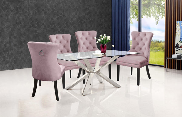 Nikki Velvet / Engineered Wood / Metal / Foam Contemporary Pink Velvet Dining Chair - 23" W x 23" D x 40" H