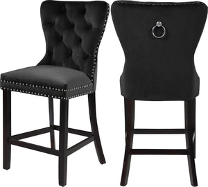 Nikki Velvet / Engineered Wood / Metal / Foam Contemporary Black Velvet Stool - 21" W x 24.5" D x 43" H