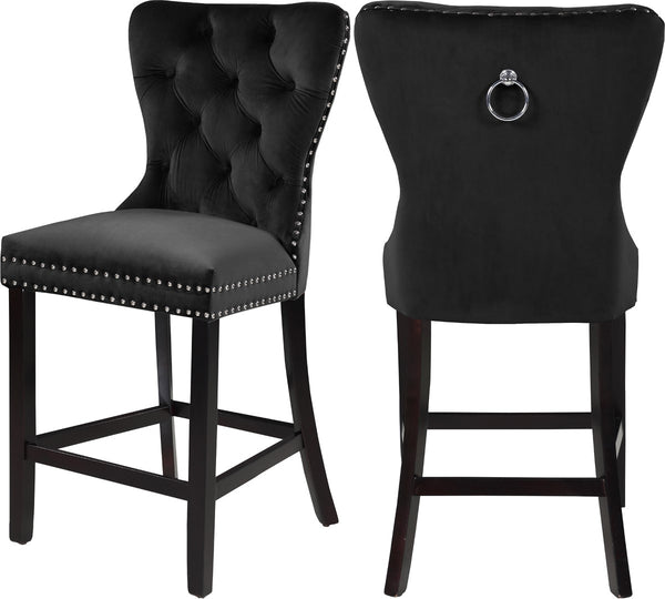 Nikki Velvet / Engineered Wood / Metal / Foam Contemporary Black Velvet Stool - 21" W x 24.5" D x 43" H