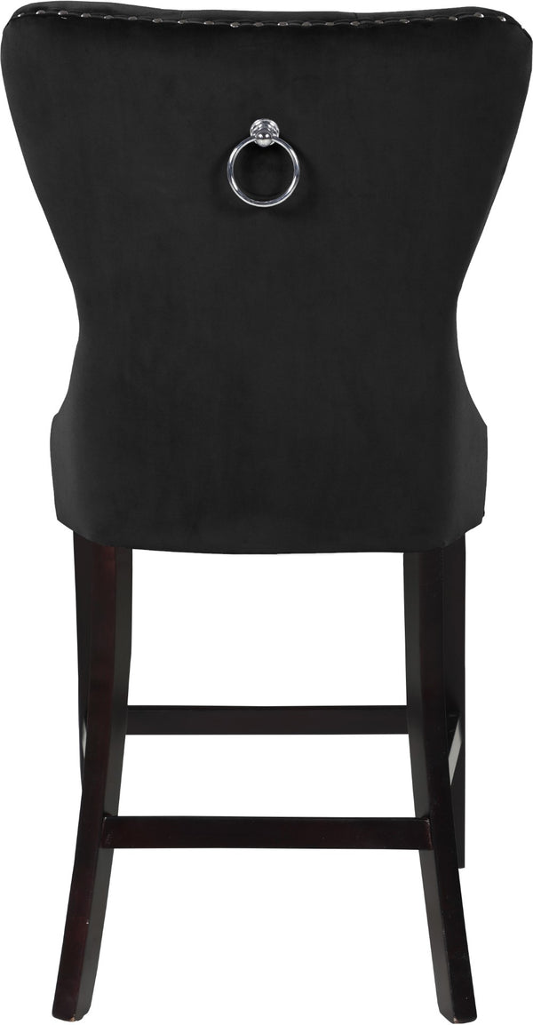 Nikki Velvet / Engineered Wood / Metal / Foam Contemporary Black Velvet Stool - 21" W x 24.5" D x 43" H