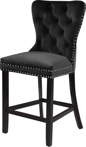 Nikki Velvet / Engineered Wood / Metal / Foam Contemporary Black Velvet Stool - 21" W x 24.5" D x 43" H