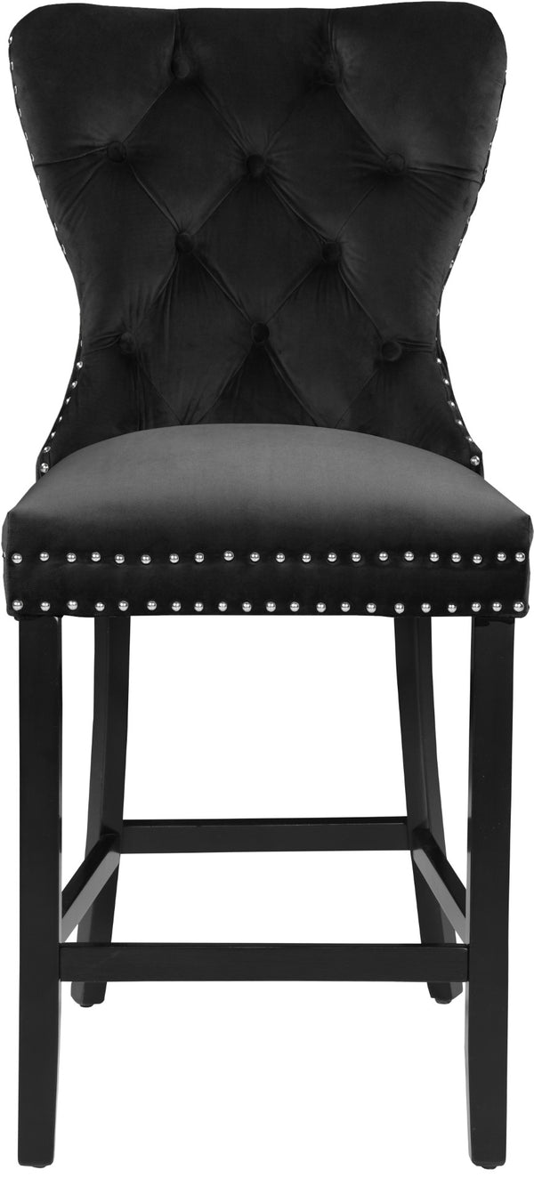 Nikki Velvet / Engineered Wood / Metal / Foam Contemporary Black Velvet Stool - 21" W x 24.5" D x 43" H