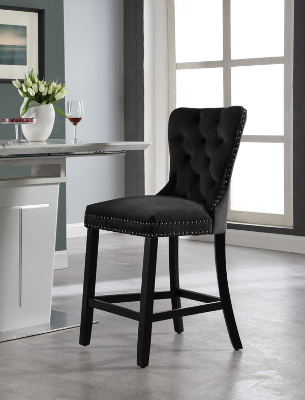 Nikki Velvet / Engineered Wood / Metal / Foam Contemporary Black Velvet Stool - 21" W x 24.5" D x 43" H