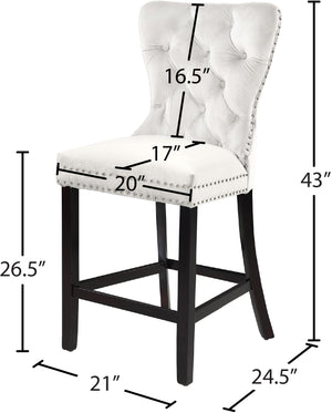 Nikki Velvet / Engineered Wood / Metal / Foam Contemporary Cream Velvet Stool - 21" W x 24.5" D x 43" H