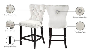 Nikki Velvet / Engineered Wood / Metal / Foam Contemporary Cream Velvet Stool - 21" W x 24.5" D x 43" H