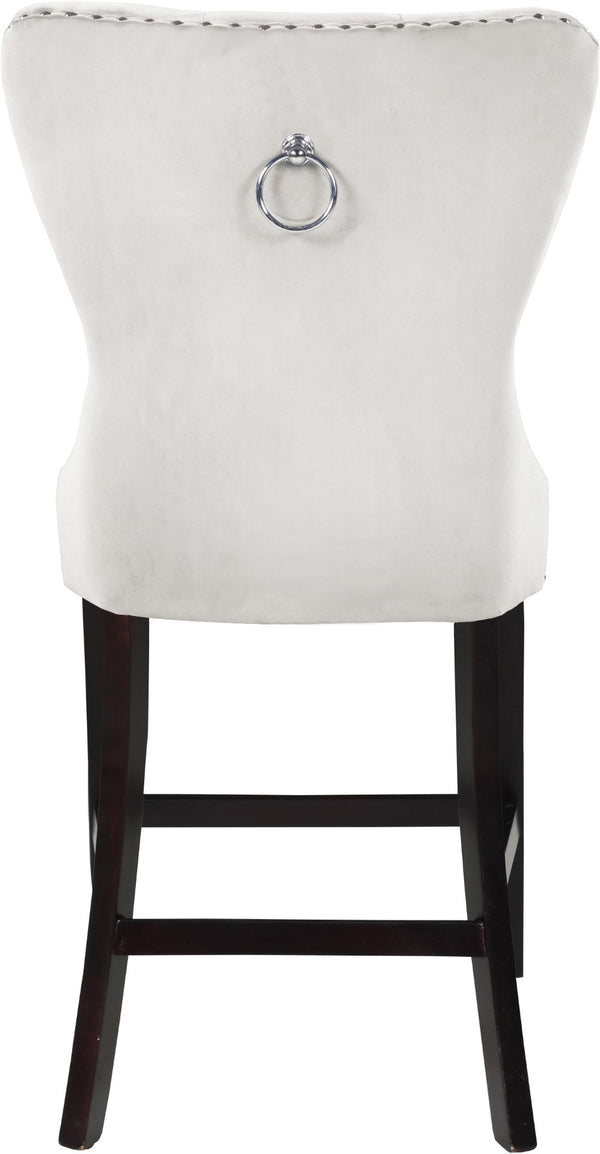 Nikki Velvet / Engineered Wood / Metal / Foam Contemporary Cream Velvet Stool - 21" W x 24.5" D x 43" H