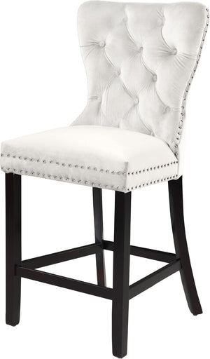 Nikki Velvet / Engineered Wood / Metal / Foam Contemporary Cream Velvet Stool - 21" W x 24.5" D x 43" H