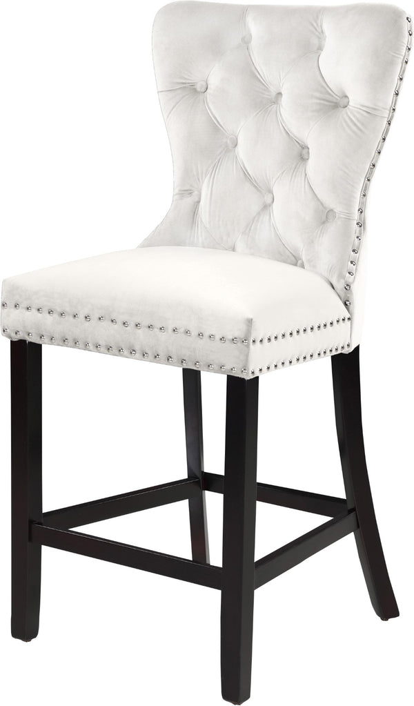 Nikki Velvet / Engineered Wood / Metal / Foam Contemporary Cream Velvet Stool - 21" W x 24.5" D x 43" H