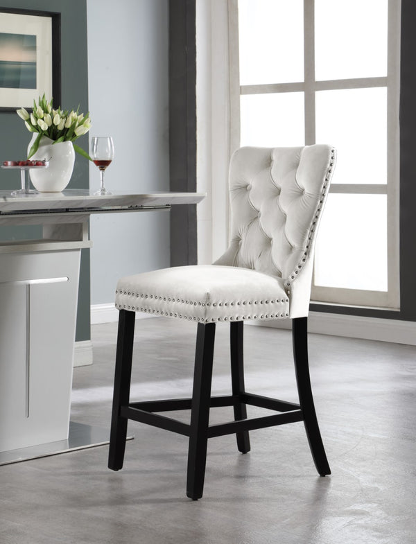 Nikki Velvet / Engineered Wood / Metal / Foam Contemporary Cream Velvet Stool - 21" W x 24.5" D x 43" H
