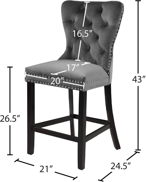 Nikki Velvet / Engineered Wood / Metal / Foam Contemporary Grey Velvet Stool - 21" W x 24.5" D x 43" H