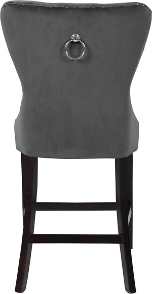 Nikki Velvet / Engineered Wood / Metal / Foam Contemporary Grey Velvet Stool - 21" W x 24.5" D x 43" H
