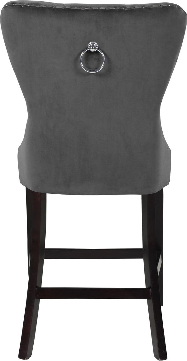 Nikki Velvet / Engineered Wood / Metal / Foam Contemporary Grey Velvet Stool - 21" W x 24.5" D x 43" H