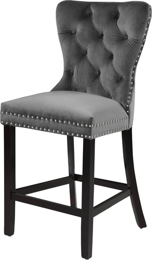 Nikki Velvet / Engineered Wood / Metal / Foam Contemporary Grey Velvet Stool - 21" W x 24.5" D x 43" H
