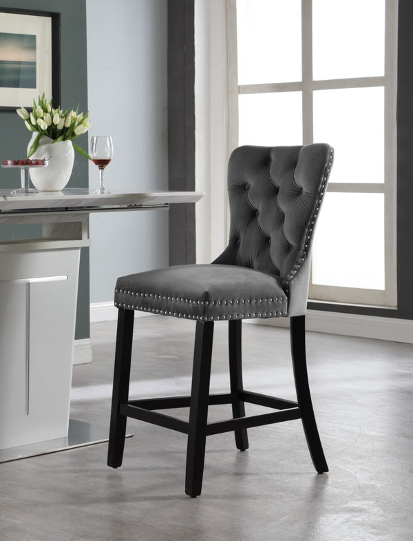 Nikki Velvet / Engineered Wood / Metal / Foam Contemporary Grey Velvet Stool - 21" W x 24.5" D x 43" H