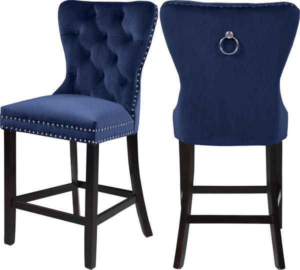Nikki Velvet / Engineered Wood / Metal / Foam Contemporary Navy Velvet Stool - 21" W x 24.5" D x 43" H