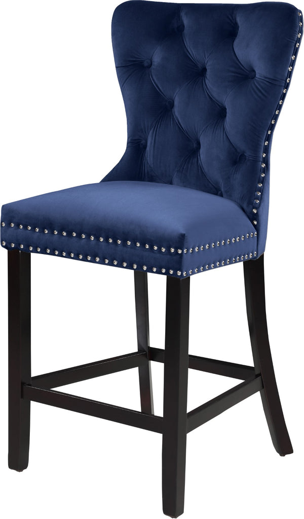 Nikki Velvet / Engineered Wood / Metal / Foam Contemporary Navy Velvet Stool - 21" W x 24.5" D x 43" H