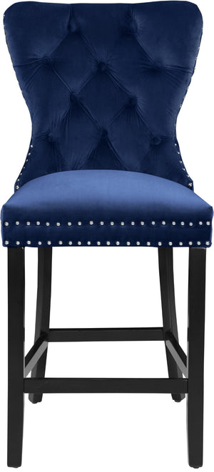 Nikki Velvet / Engineered Wood / Metal / Foam Contemporary Navy Velvet Stool - 21" W x 24.5" D x 43" H