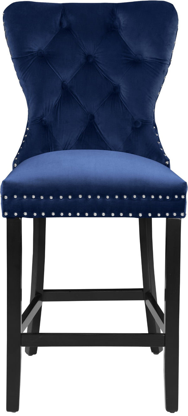 Nikki Velvet / Engineered Wood / Metal / Foam Contemporary Navy Velvet Stool - 21" W x 24.5" D x 43" H