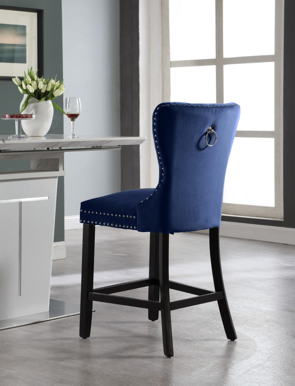 Nikki Velvet / Engineered Wood / Metal / Foam Contemporary Navy Velvet Stool - 21" W x 24.5" D x 43" H