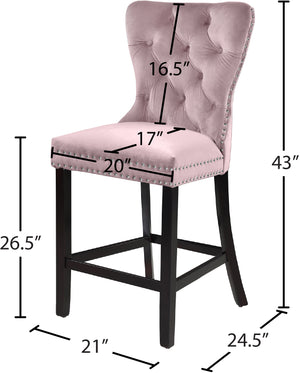 Nikki Velvet / Engineered Wood / Metal / Foam Contemporary Pink Velvet Stool - 21" W x 24.5" D x 43" H
