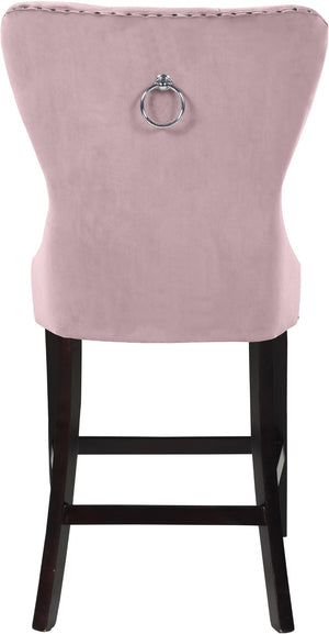 Nikki Velvet / Engineered Wood / Metal / Foam Contemporary Pink Velvet Stool - 21" W x 24.5" D x 43" H