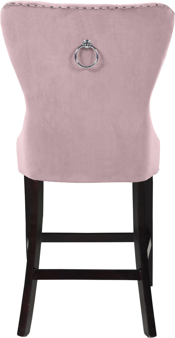 Nikki Velvet / Engineered Wood / Metal / Foam Contemporary Pink Velvet Stool - 21" W x 24.5" D x 43" H