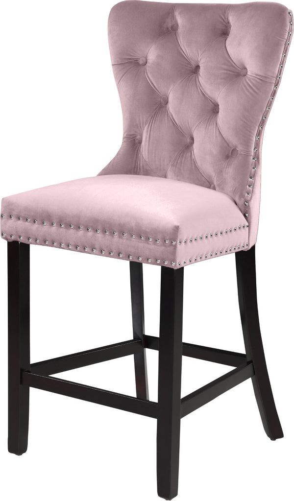 Nikki Velvet / Engineered Wood / Metal / Foam Contemporary Pink Velvet Stool - 21" W x 24.5" D x 43" H