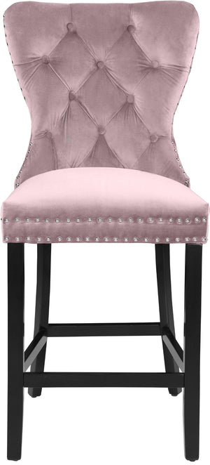 Nikki Velvet / Engineered Wood / Metal / Foam Contemporary Pink Velvet Stool - 21" W x 24.5" D x 43" H